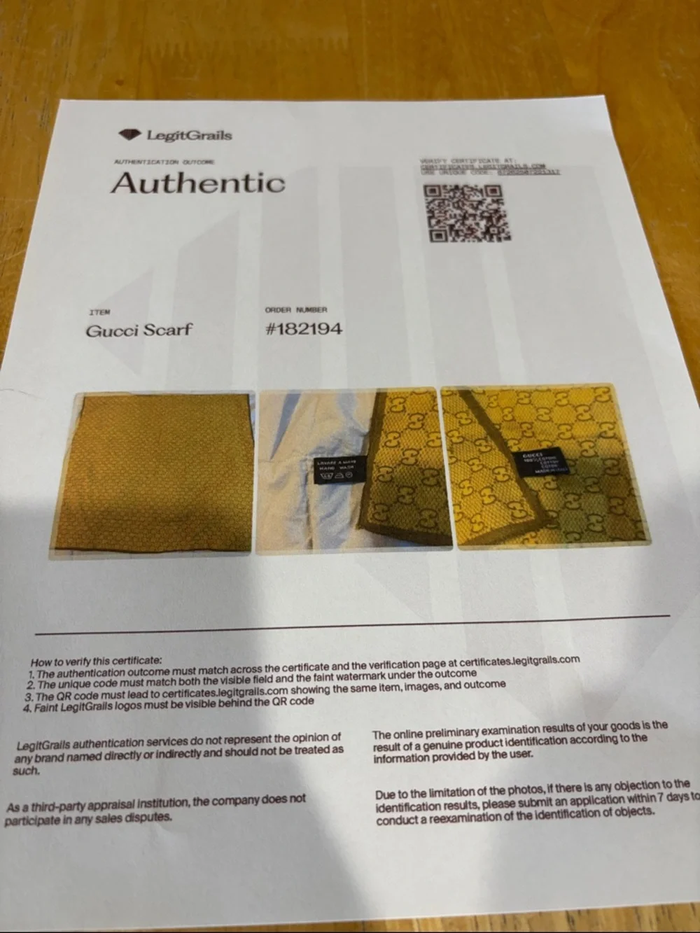 Authentic Gucci Olive Yellow Monogram Cotton Scarf 22”x22” - Picture 6 of 7